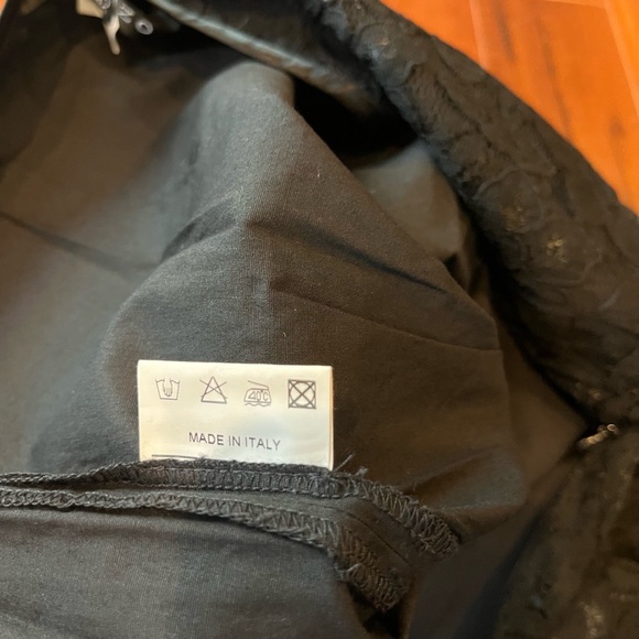 Loranzo Italy Made Black Lace Pants Crop Wide Leg Cotton Viscose Size 42 / US 6 - Picture 10 of 11